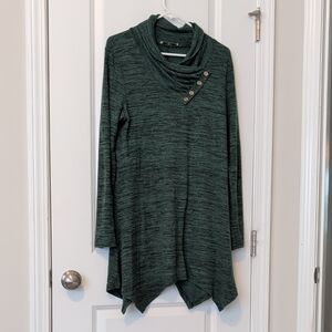 Cestyle Green Cowl Neck Tunic with Button Detail Size XL